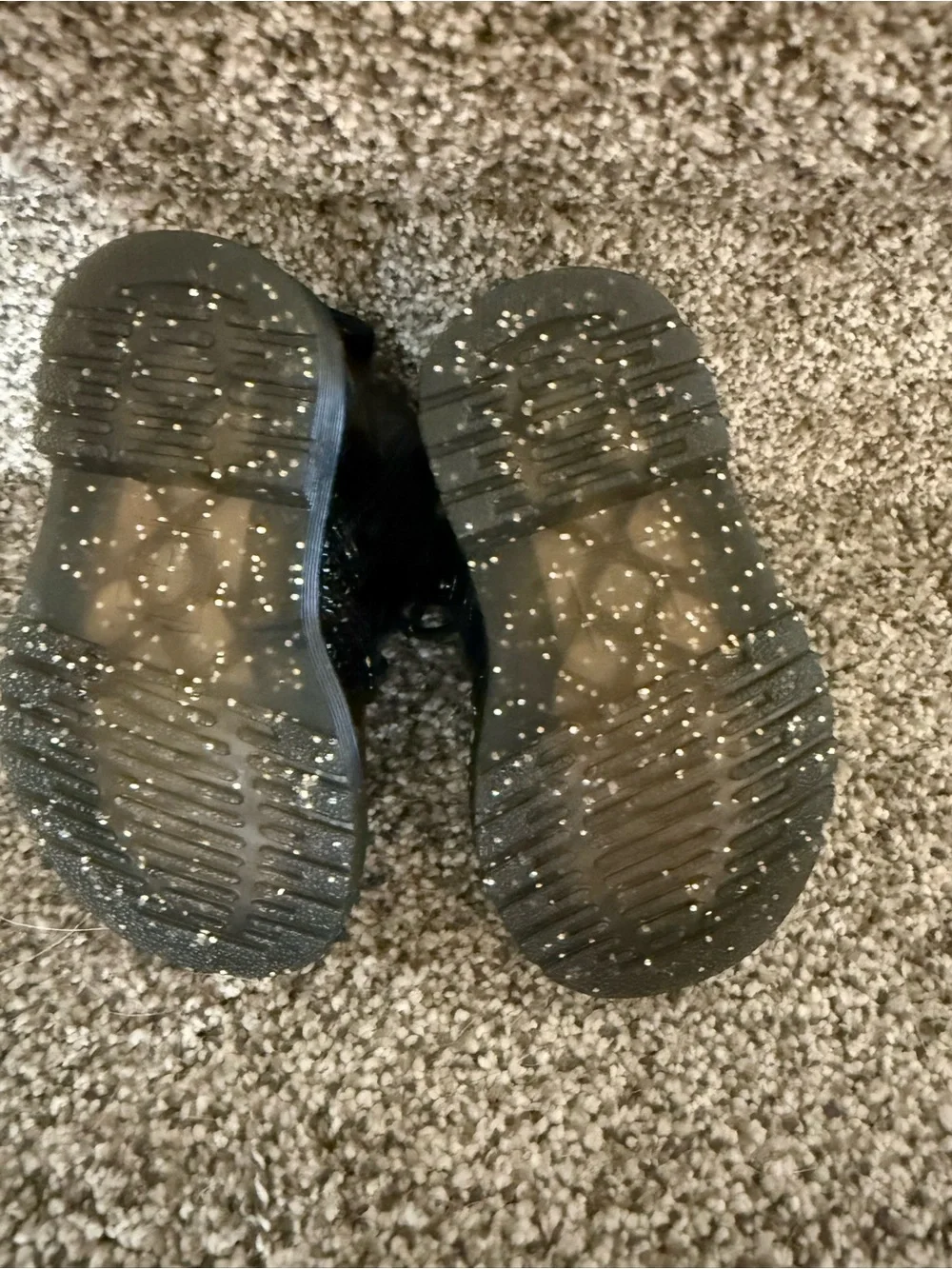 Dr. Martens Toddler Black Glitter Lace-Up Boots with Silver Speckle Size 4